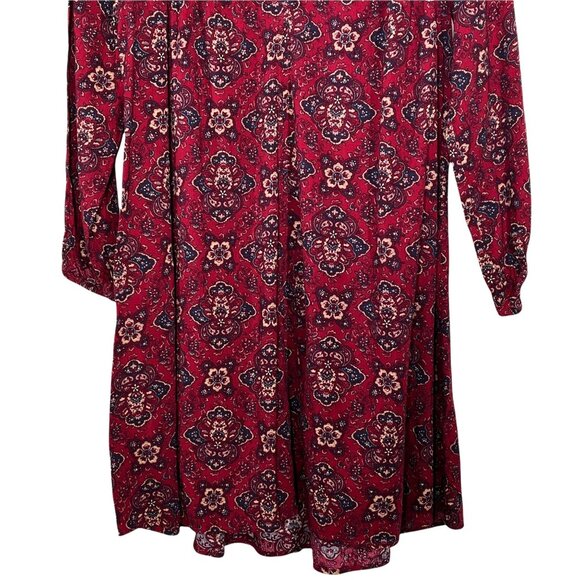 American Eagle XS Red Boho Floral Puff Sleeve Mini Dress - Picture 3 of 12